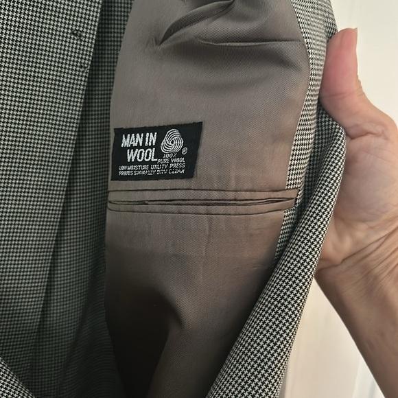 🌿Nino Cerruti  40R black and cream/tan checkered wool suit🌿 - Picture 4 of 17